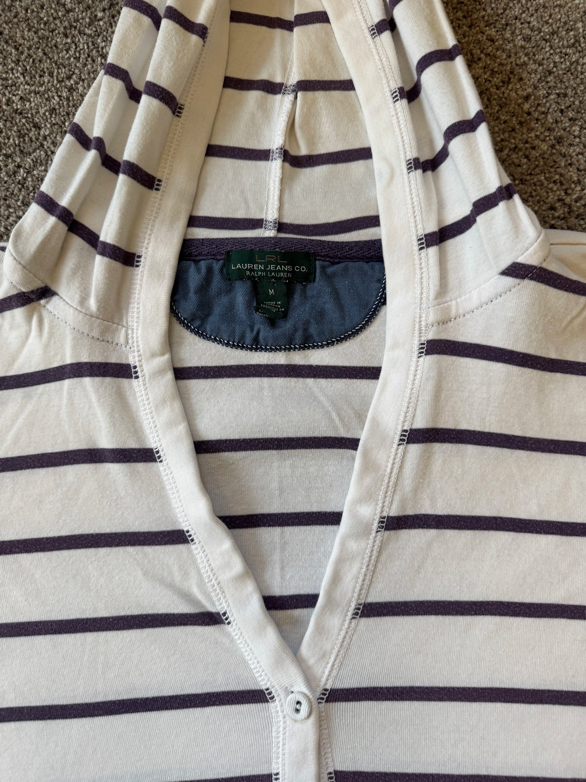 Women's Medium Ralph Lauren White Hooded Cardigan
