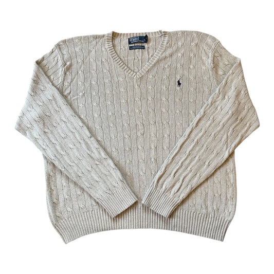 XXL Ralph Lauren Grey Silk Cable Knit