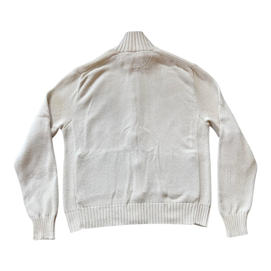 Large Ralph Lauren White Knitted Full Zip Jumper