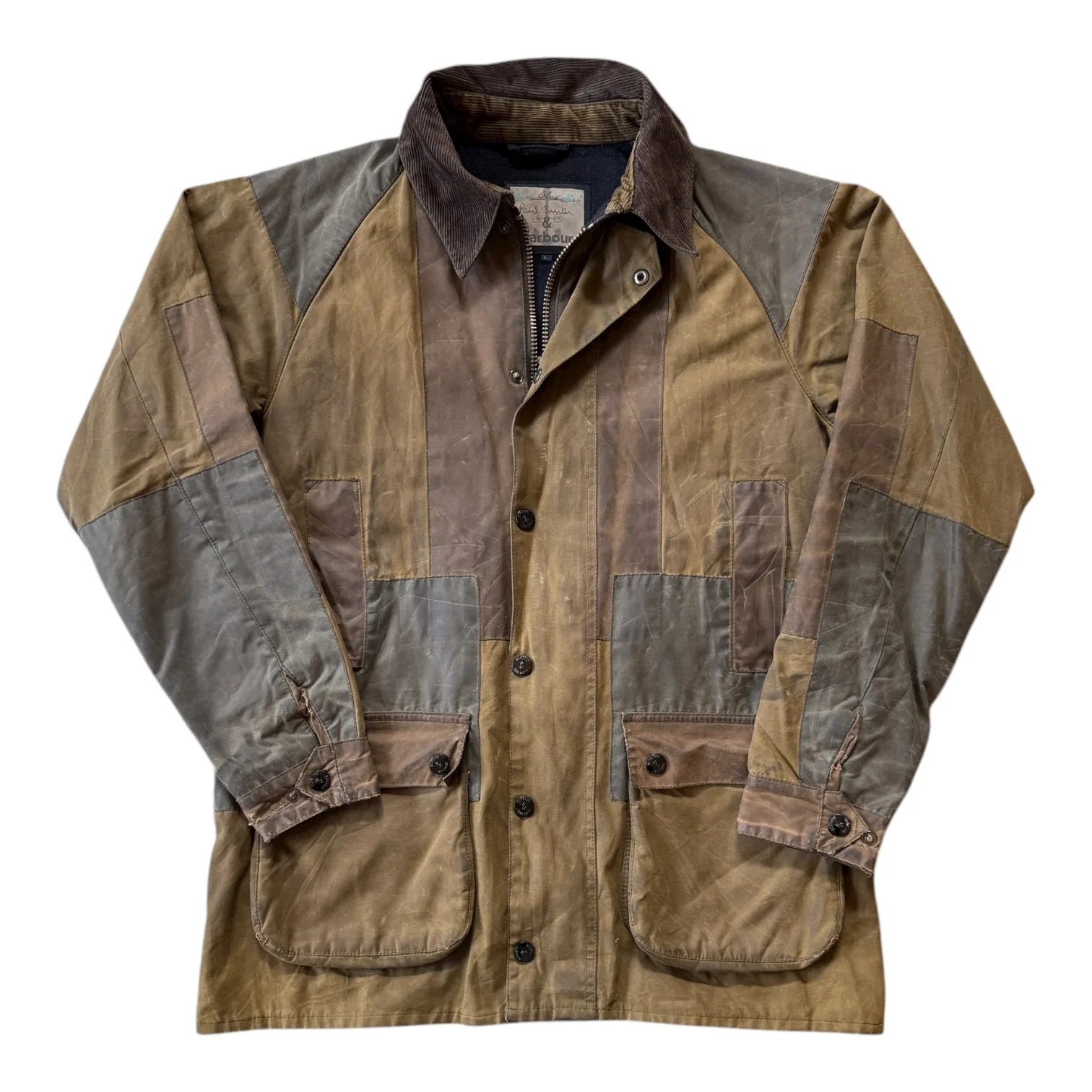 Large Barbour x Paul Smith Brown Patchwork Wax Jacket