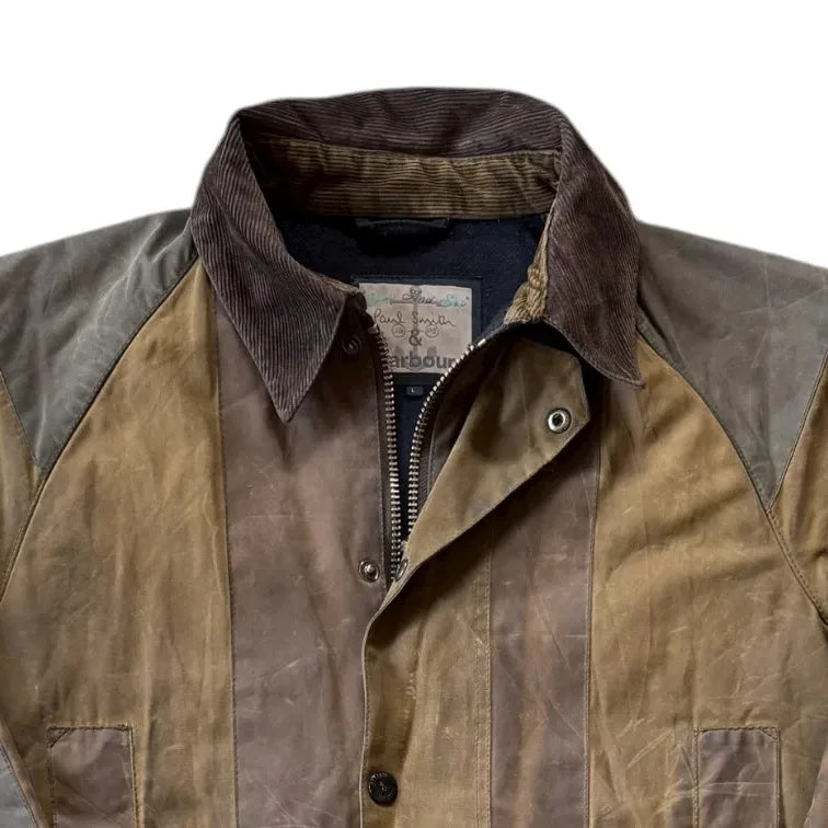 Large Barbour x Paul Smith Brown Patchwork Wax Jacket