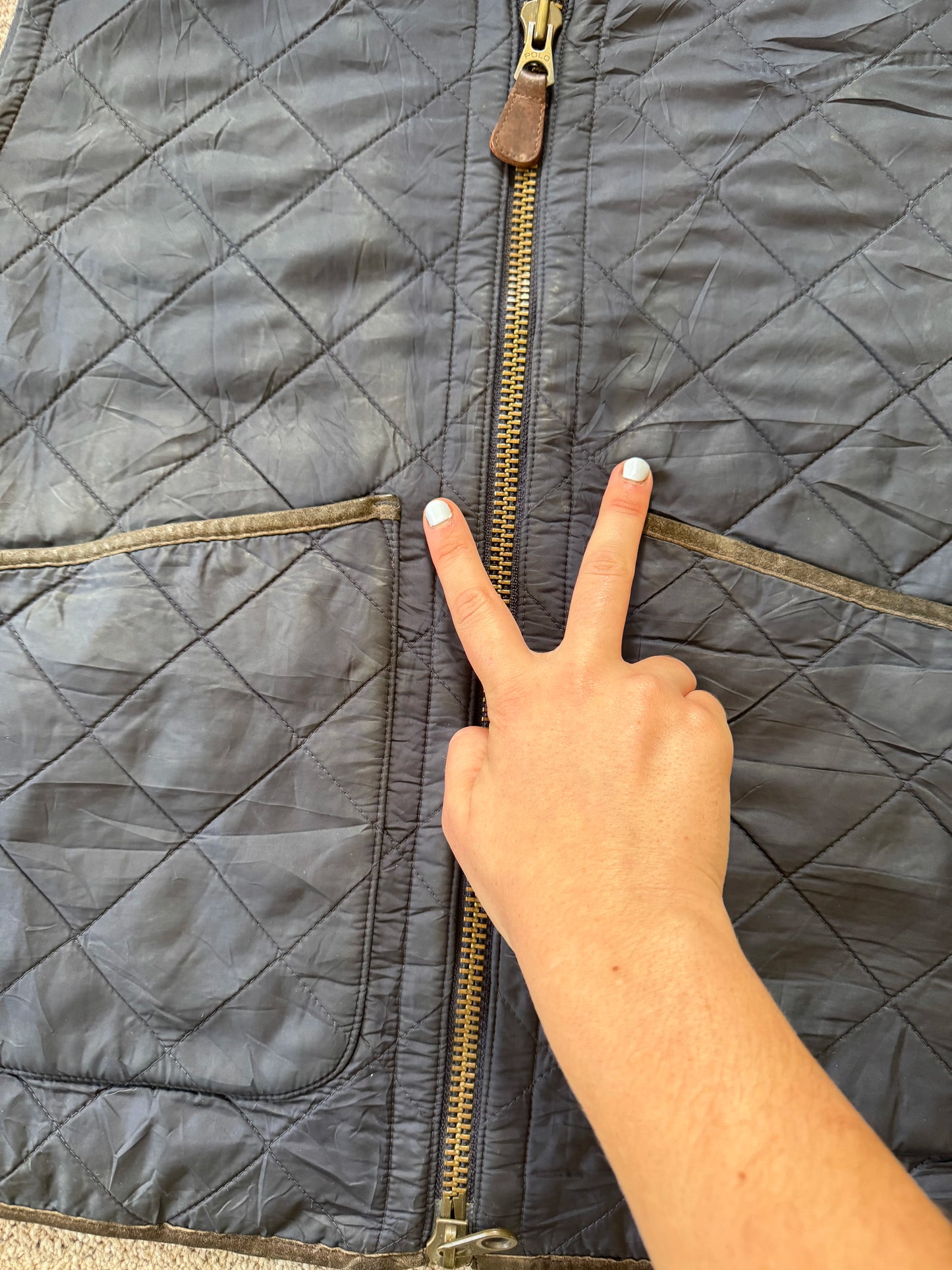 Large Ralph Lauren Navy Quilted Gilet Coat