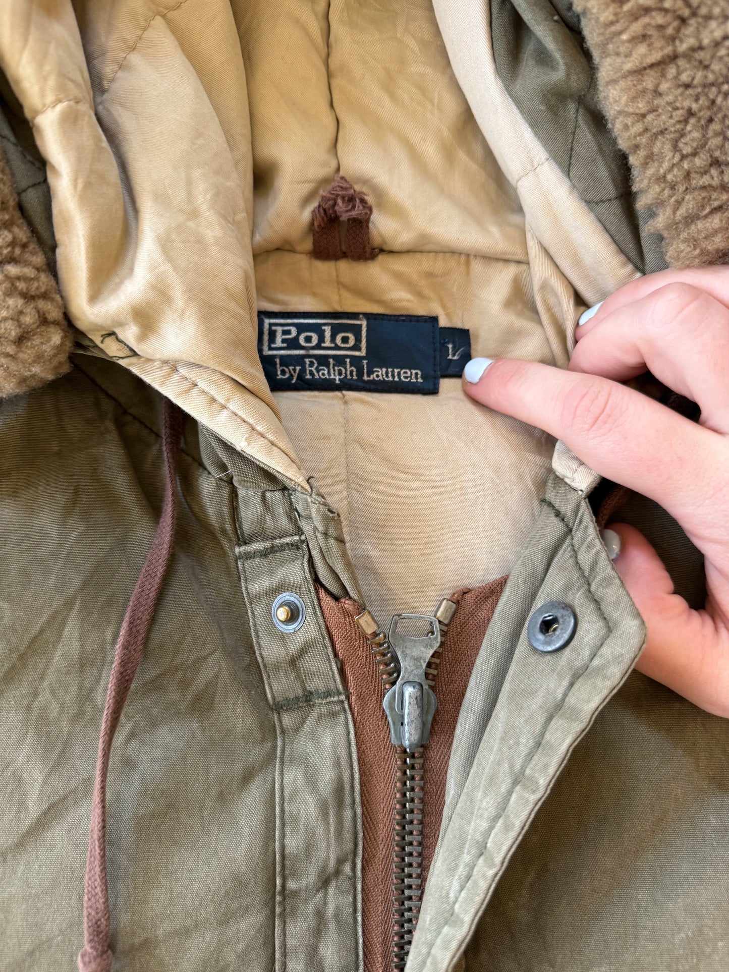 Large Ralph Lauren Green Down Chore Parka Jacket