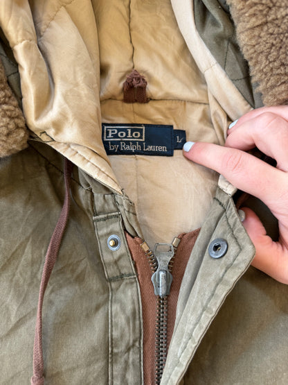 Large Ralph Lauren Green Down Chore Parka Jacket