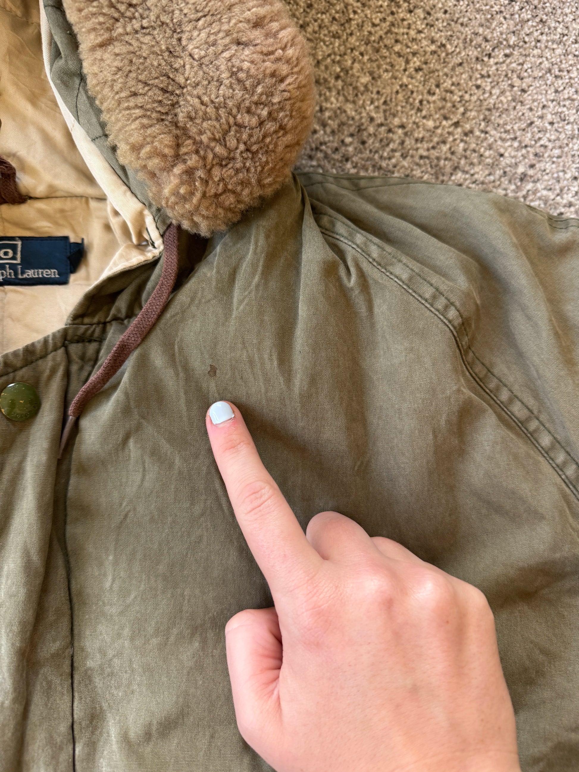 Large Ralph Lauren Green Down Chore Parka Jacket