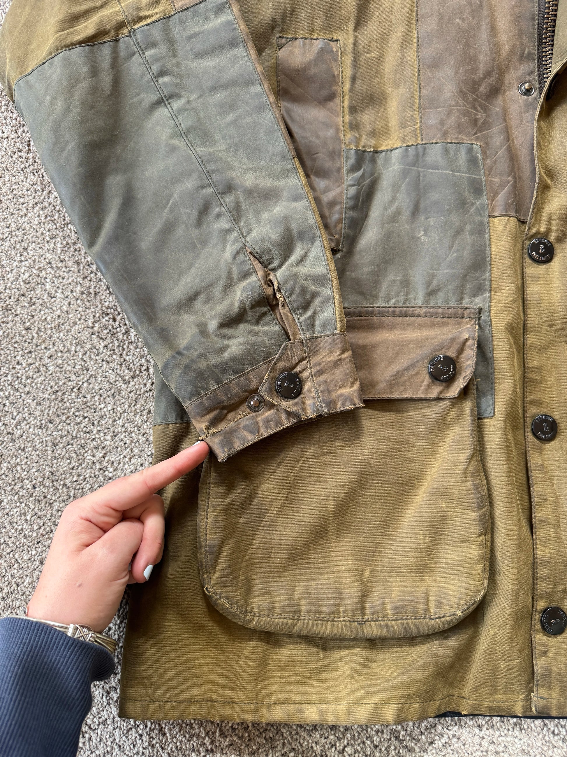 Large Barbour x Paul Smith Brown Patchwork Wax Jacket