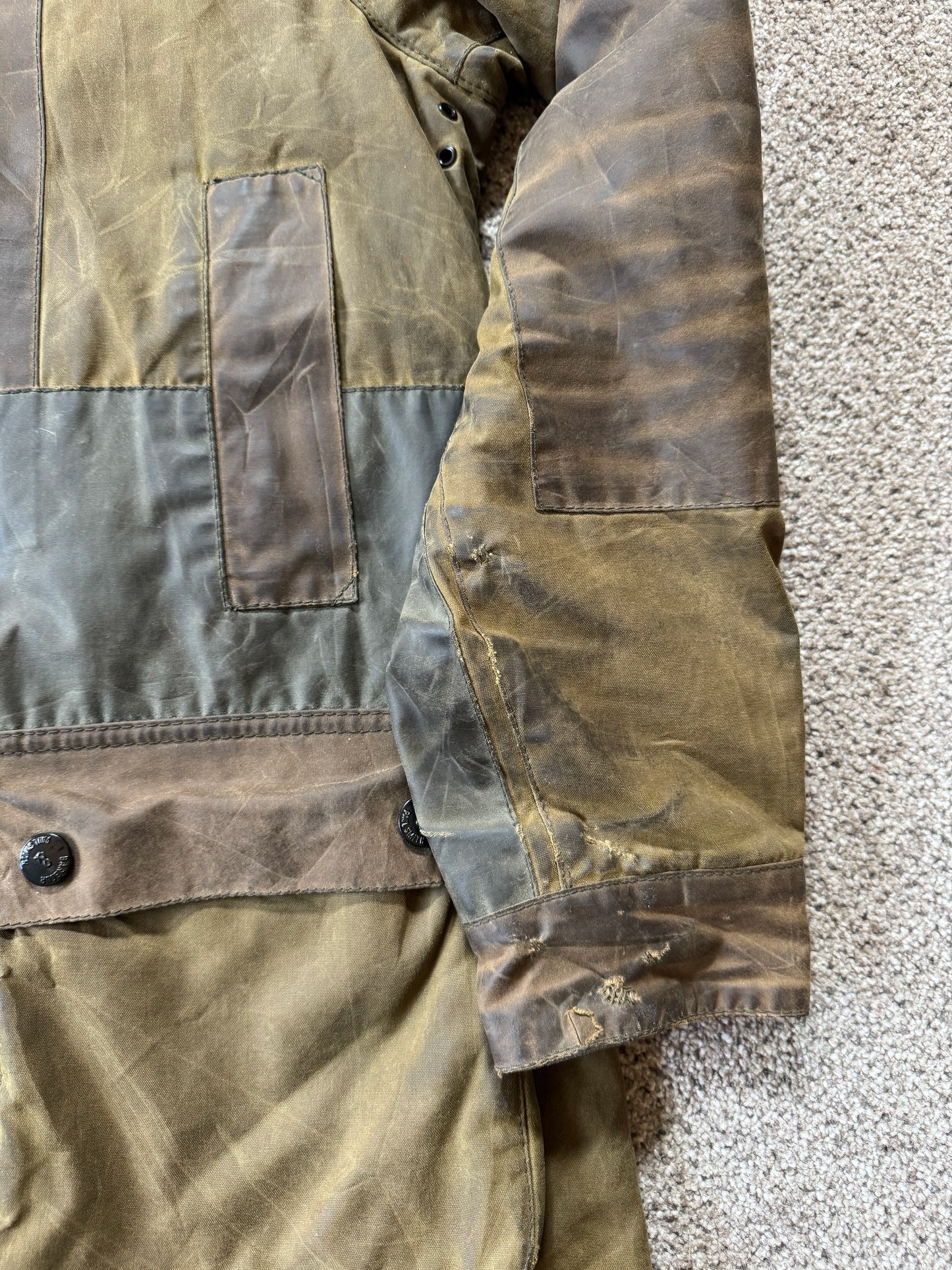 Large Barbour x Paul Smith Brown Patchwork Wax Jacket