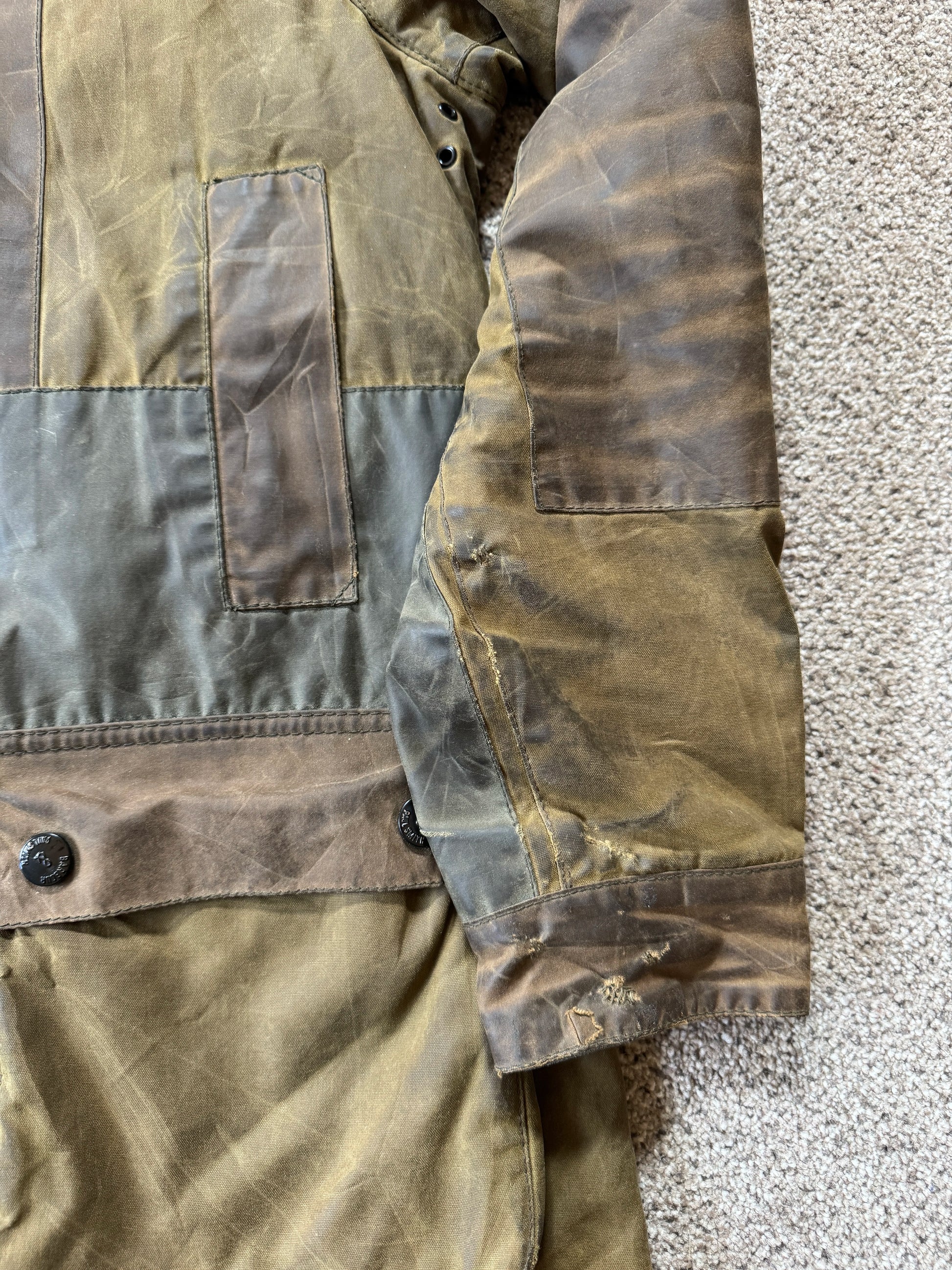 Large Barbour x Paul Smith Brown Patchwork Wax Jacket