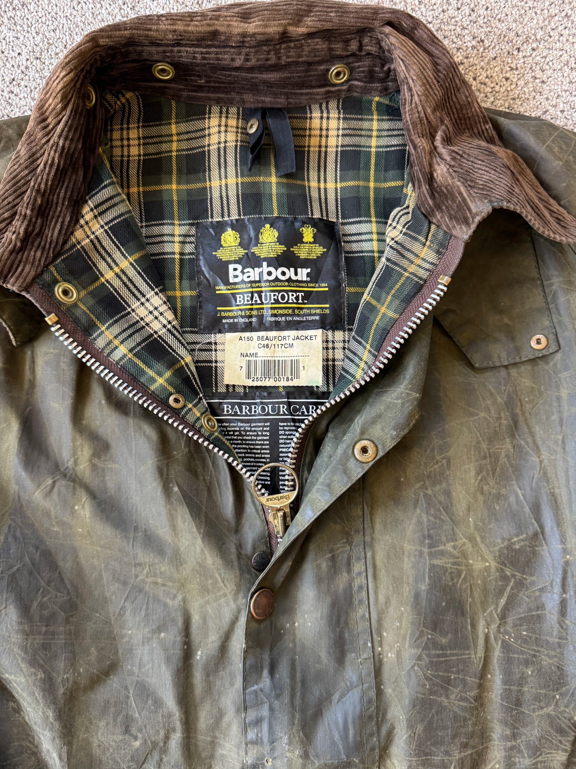 2000 XXL Barbour Green Beaufort Wax Jacket
