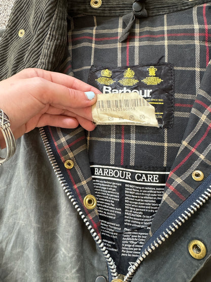 1992 XXL Barbour Grey Bedale Wax Jacket