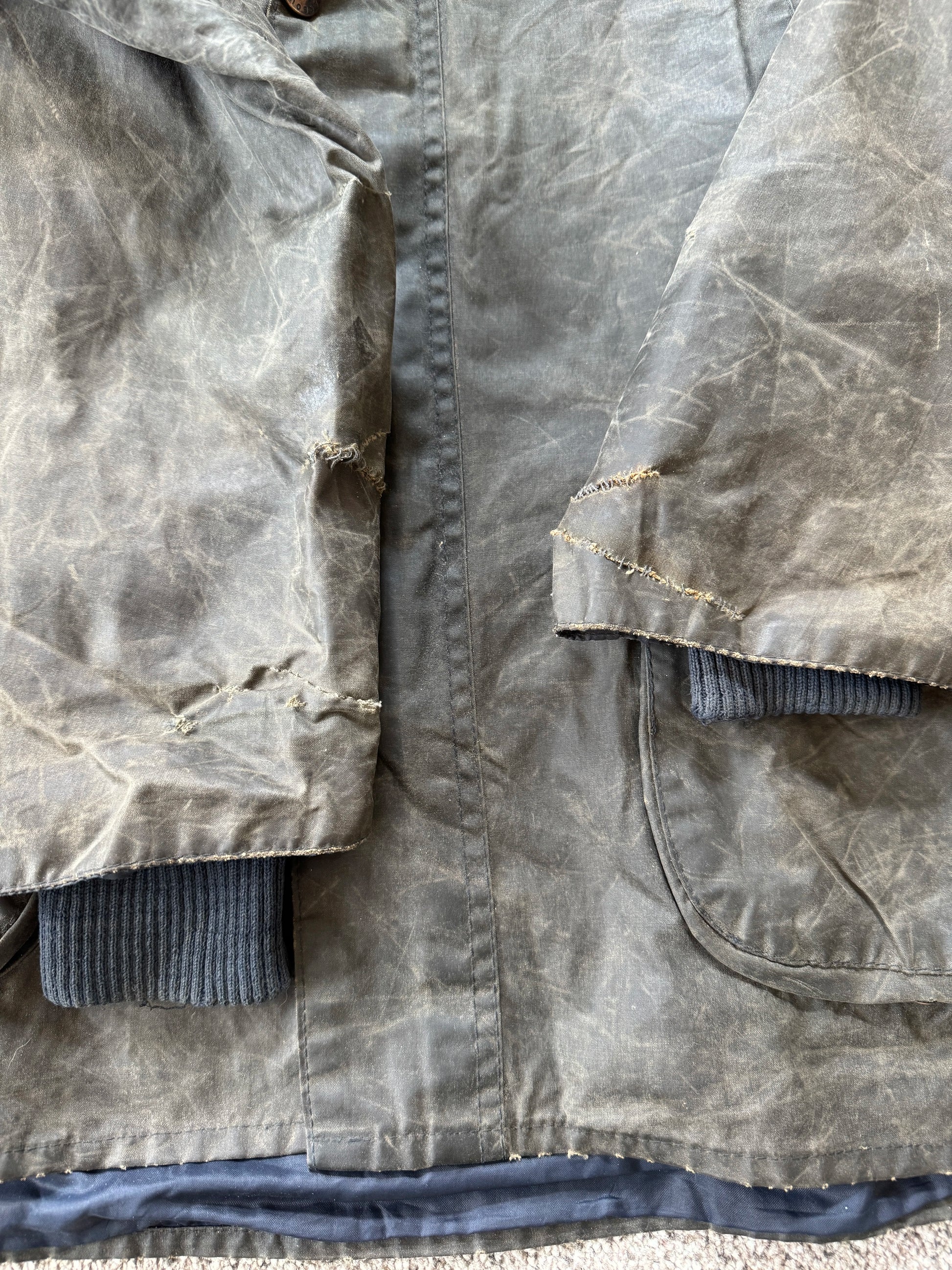 1992 XXL Barbour Grey Bedale Wax Jacket