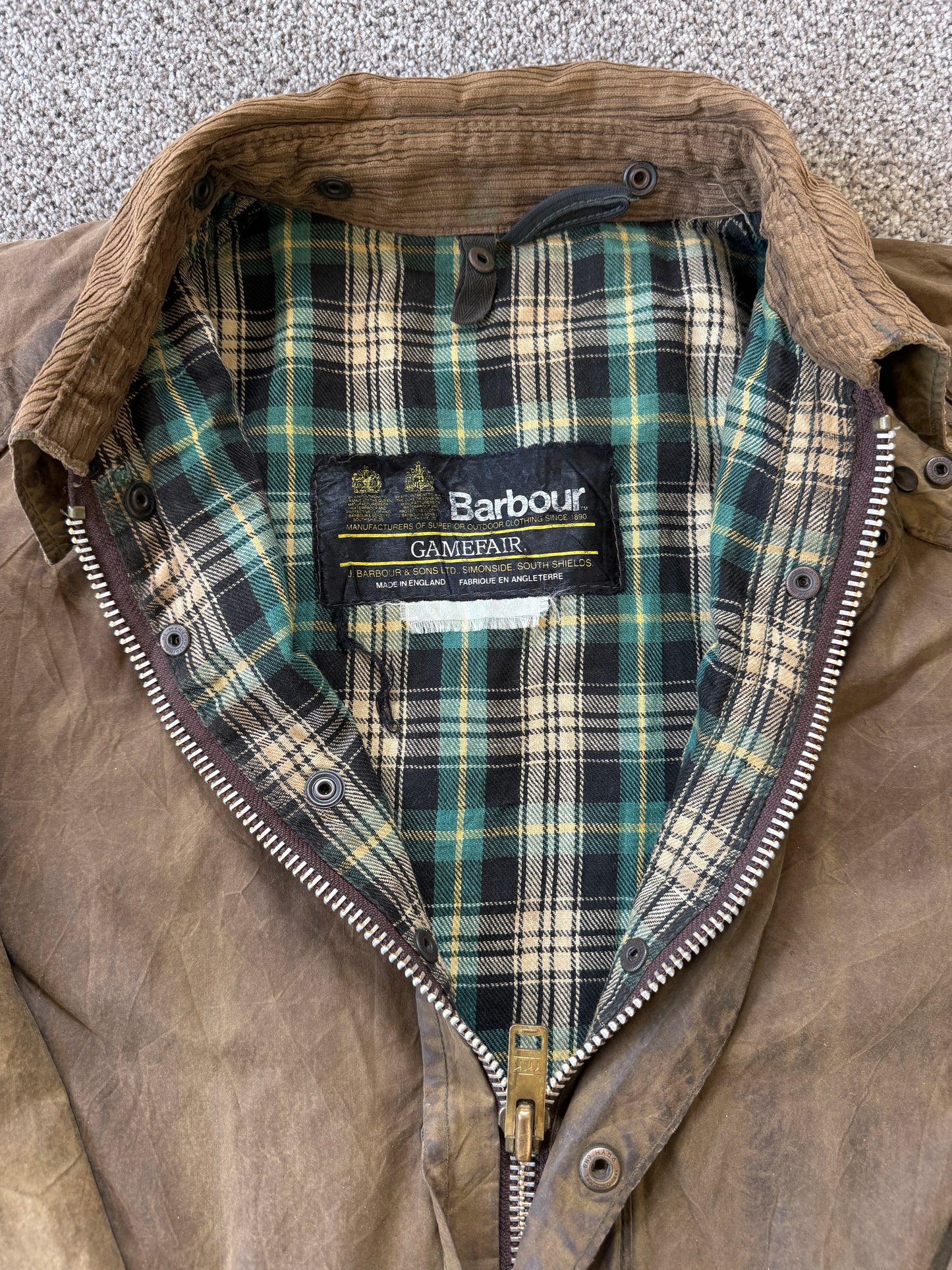 Large Barbour Gamefair Brown Wax Jacket