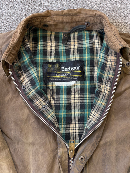 Large Barbour Gamefair Brown Wax Jacket