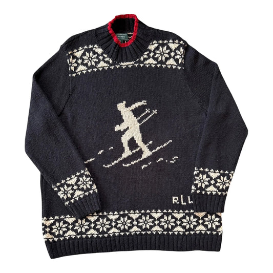 Women's Extra large Ralph Lauren Navy Knitted Skiing Jumper