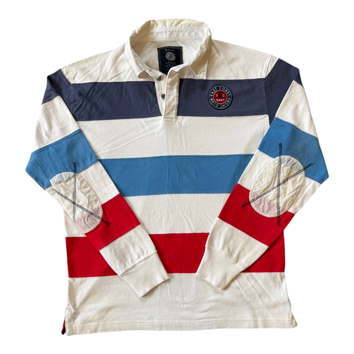 XXL Gant White Striped Rugby Shirt