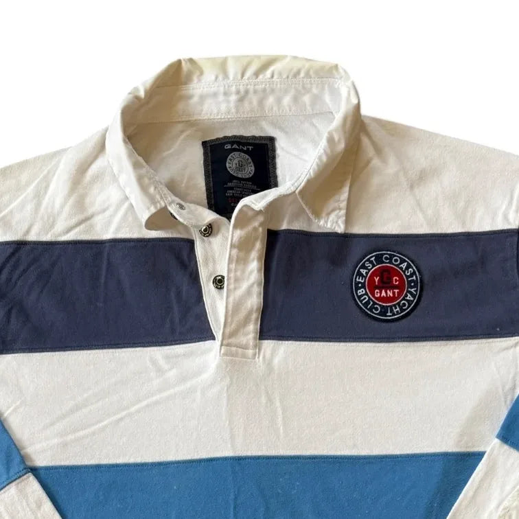 XXL Gant White Striped Rugby Shirt