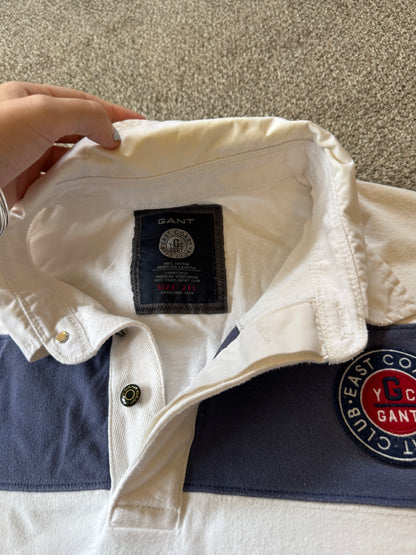 XXL Gant White Striped Rugby Shirt