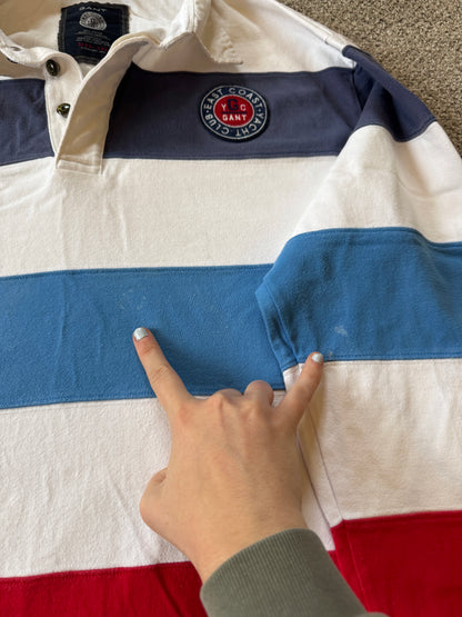 XXL Gant White Striped Rugby Shirt