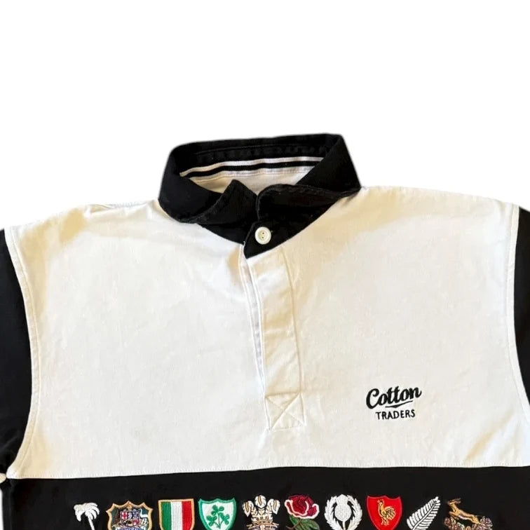 Medium Cotton Traders Black 10 Nations Rugby Shirt
