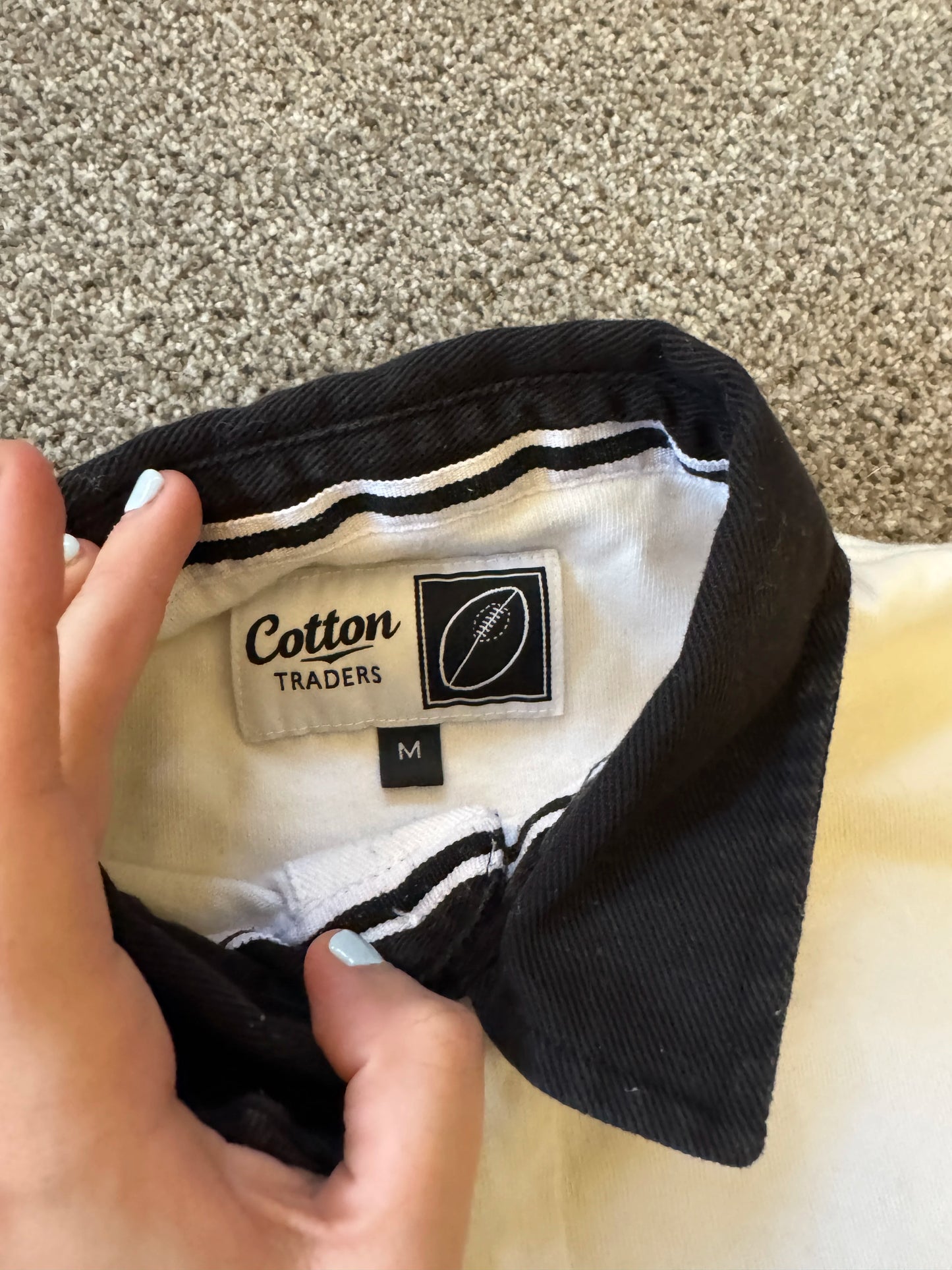 Medium Cotton Traders Black 10 Nations Rugby Shirt