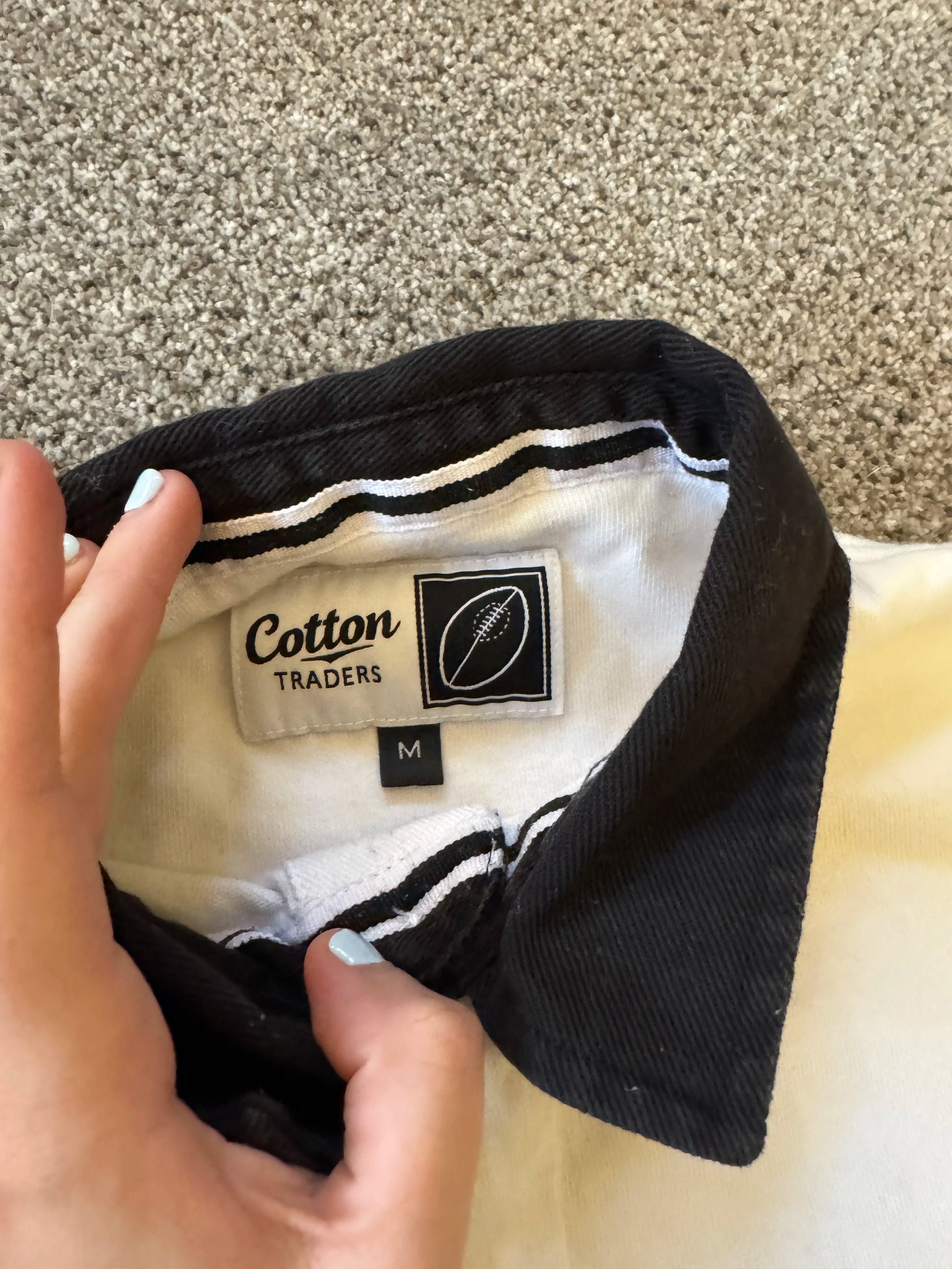 Medium Cotton Traders Black 10 Nations Rugby Shirt