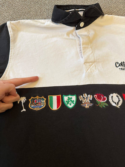 Medium Cotton Traders Black 10 Nations Rugby Shirt