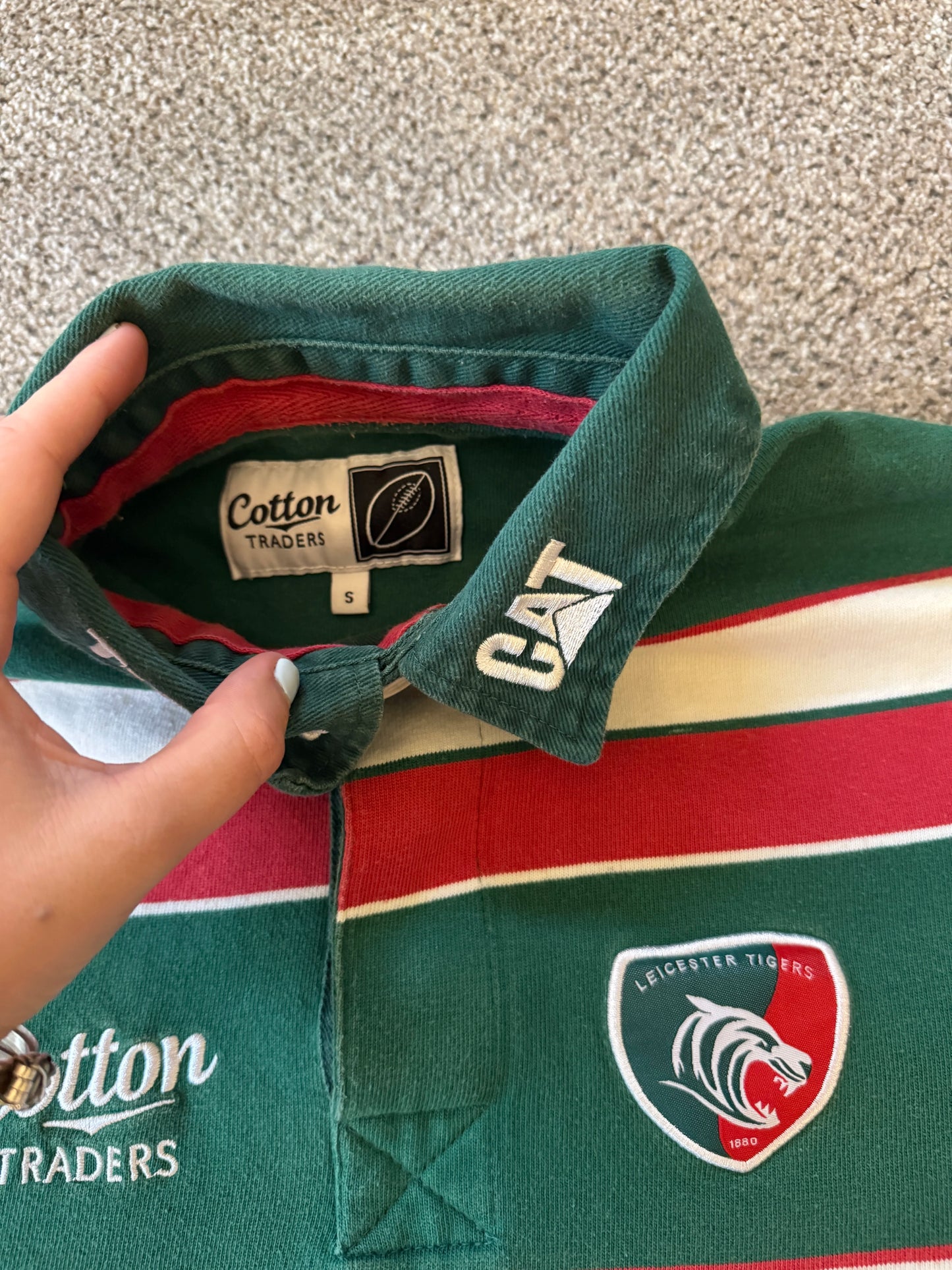 Small Cotton Traders Green Leicester Tigers Rugby Shirt