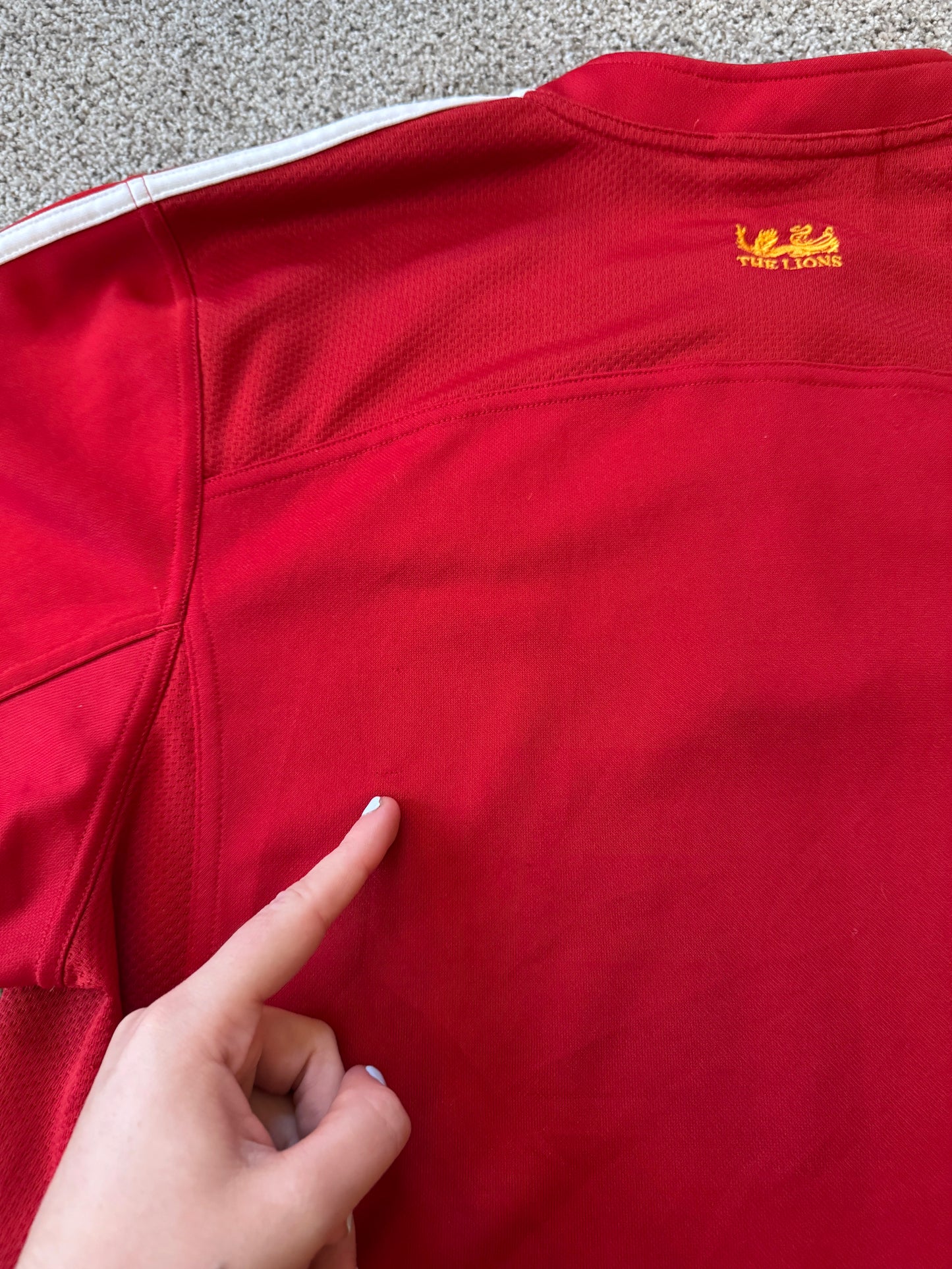 Large Adidas Red British and Irish Lions Rugby Shirt