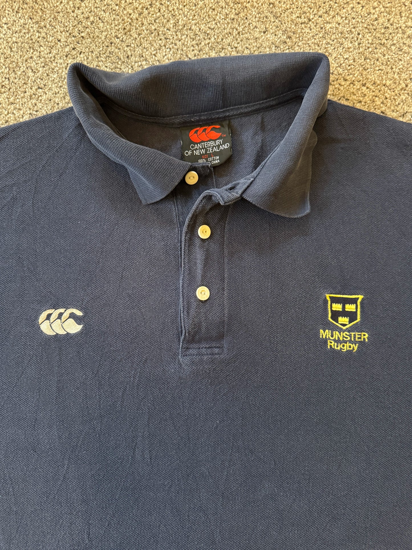 Large Canterbury Navy Munster Rugby Polo Shirt