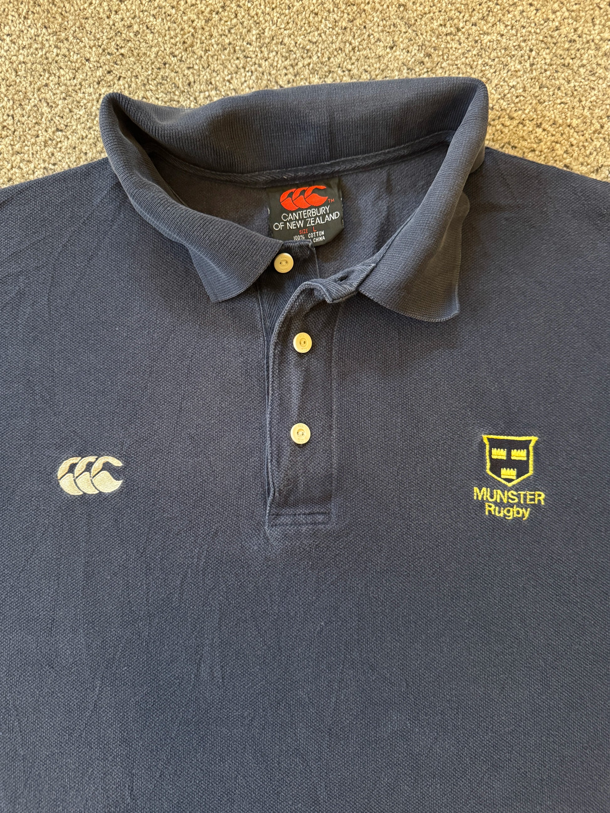 Large Canterbury Navy Munster Rugby Polo Shirt