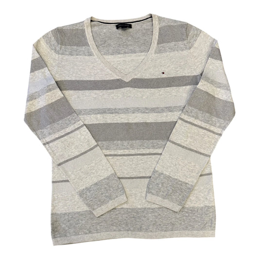 Woman's Medium Tommy Hilfiger Sparkly Grey V-Neck Jumper
