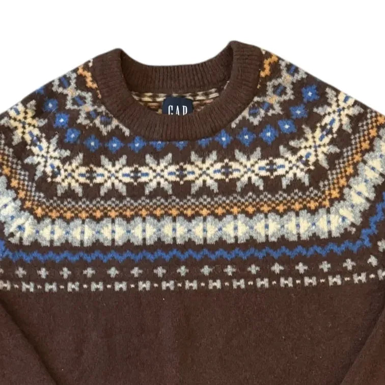 Medium Gap Brown Fair Isle Knitted Jumper