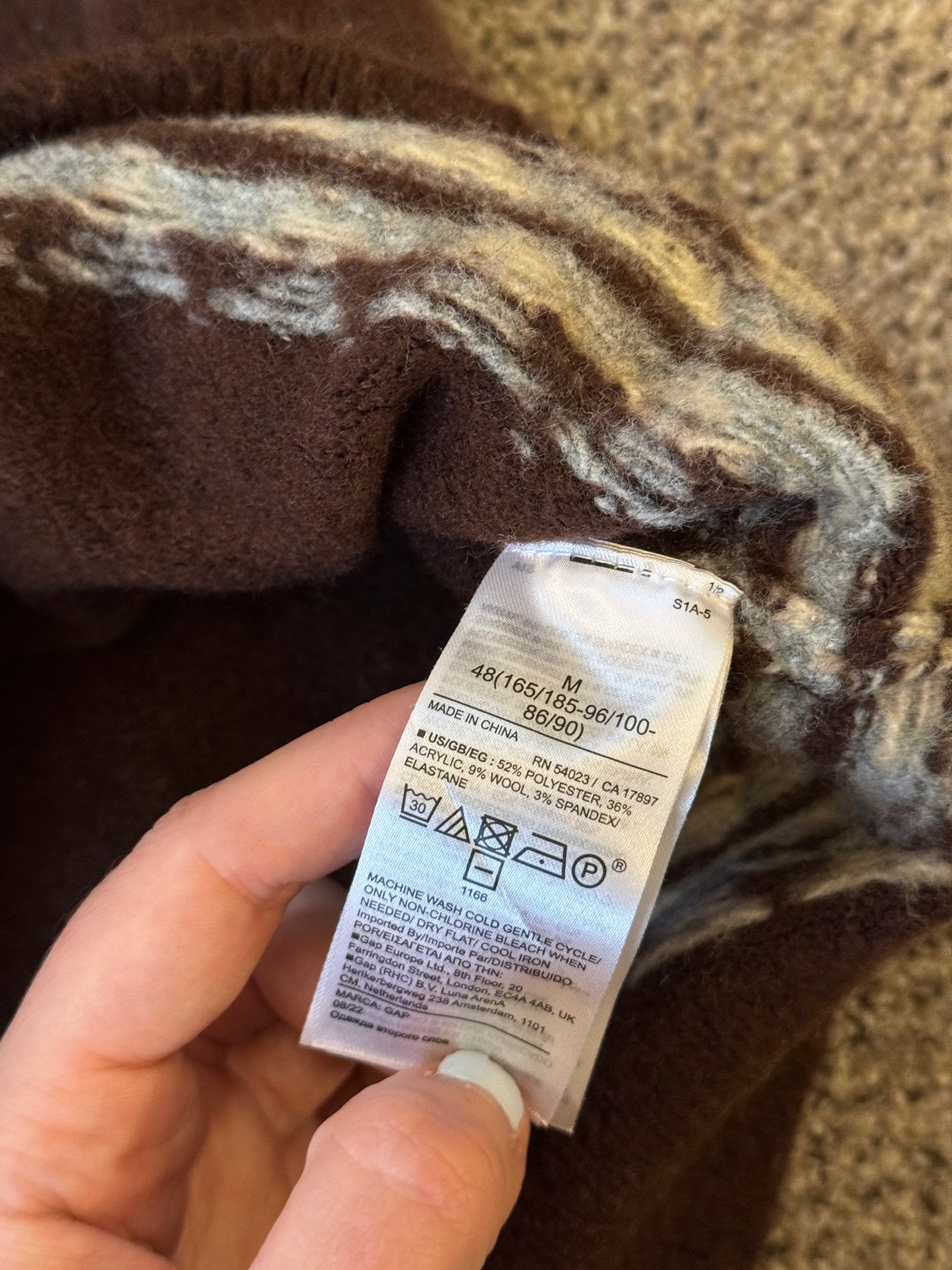 Medium Gap Brown Fair Isle Knitted Jumper