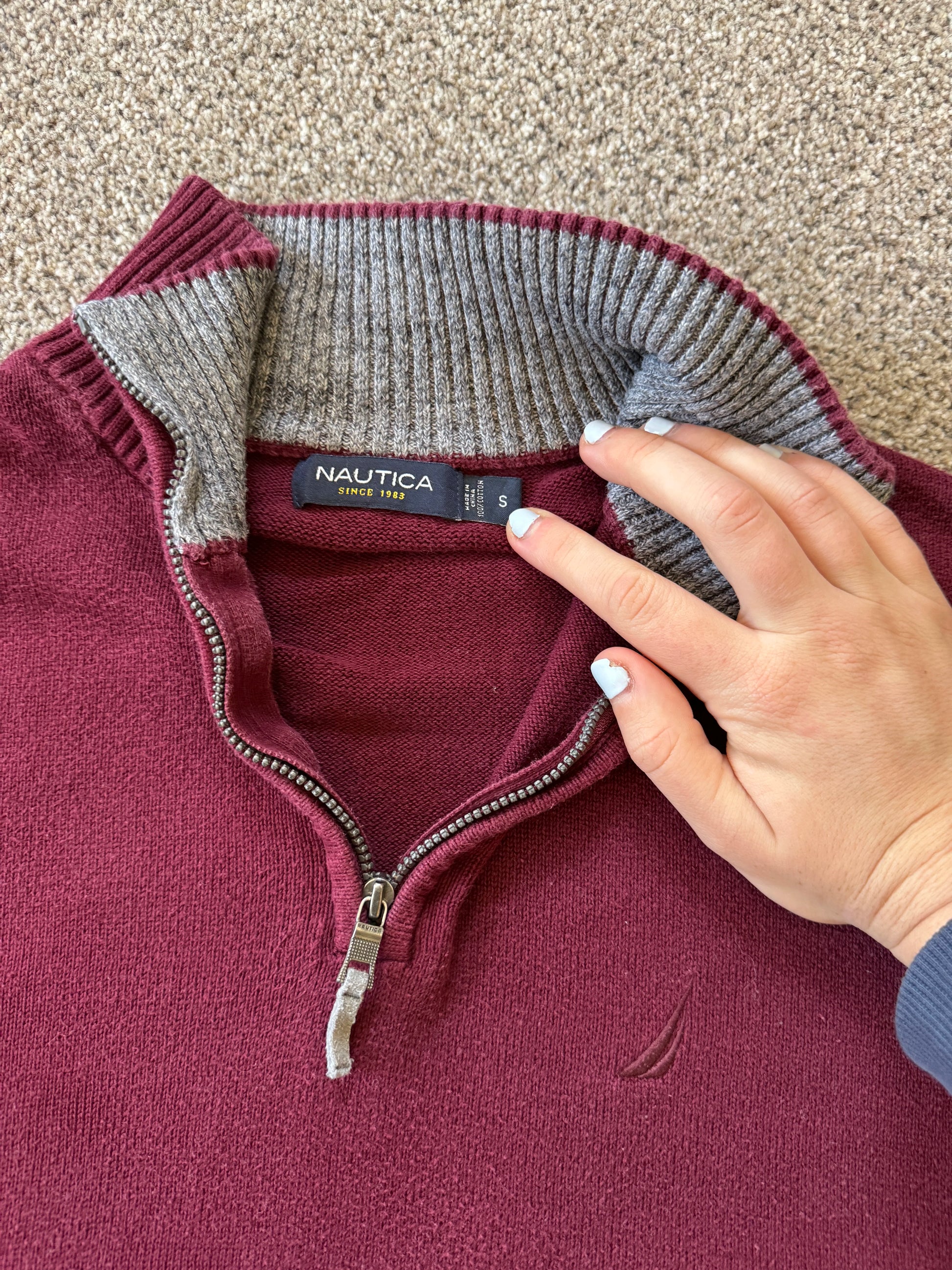 Small Nautica Burgundy 1/4 Zip