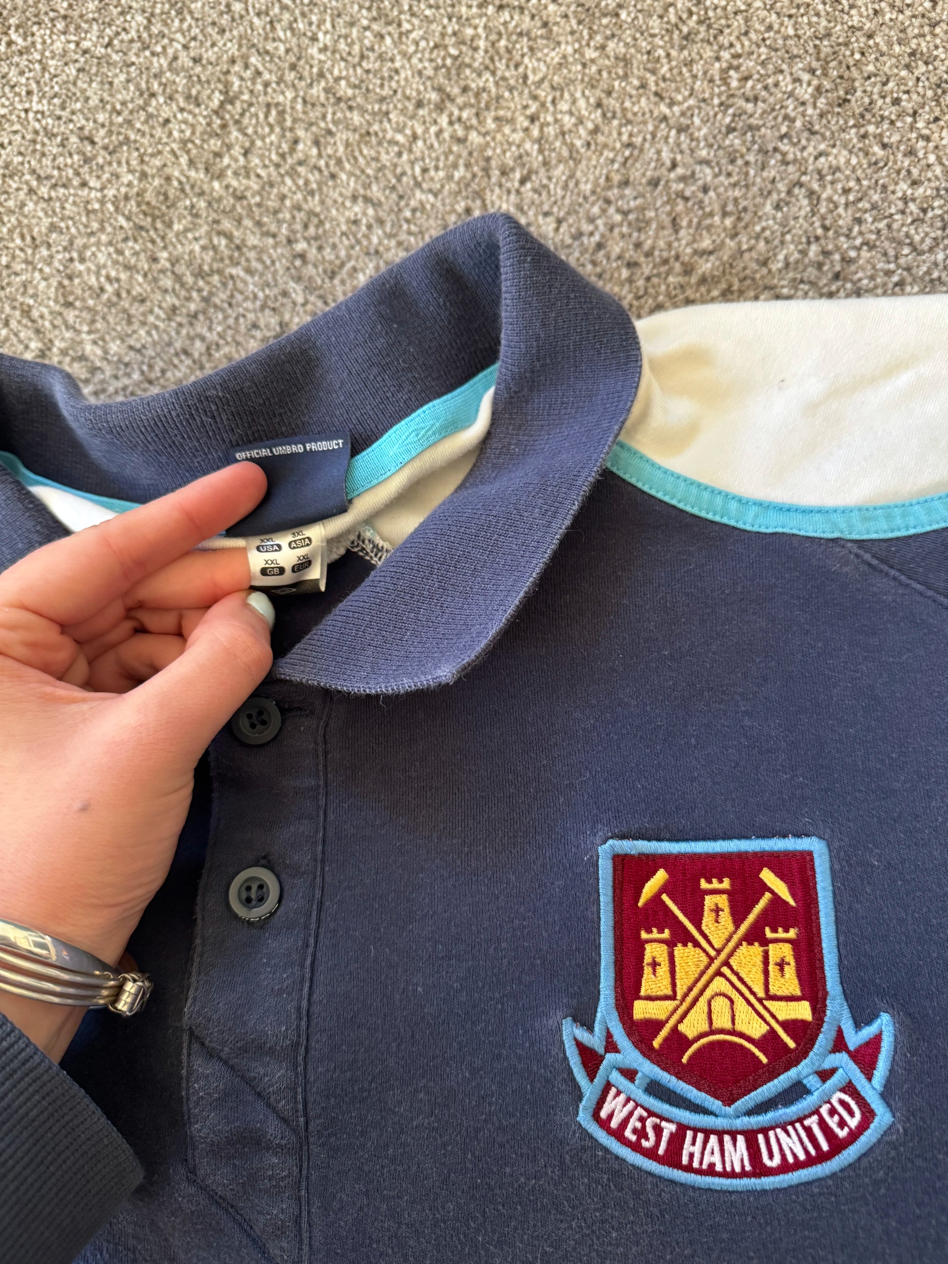 XXL Umbro Navy West Ham Football Polo Shirt