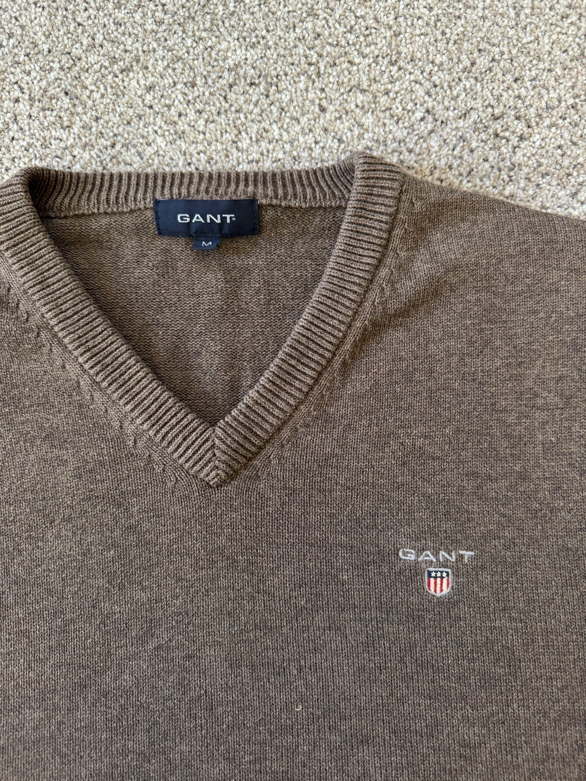 Medium Gant Brown V-Neck Jumper