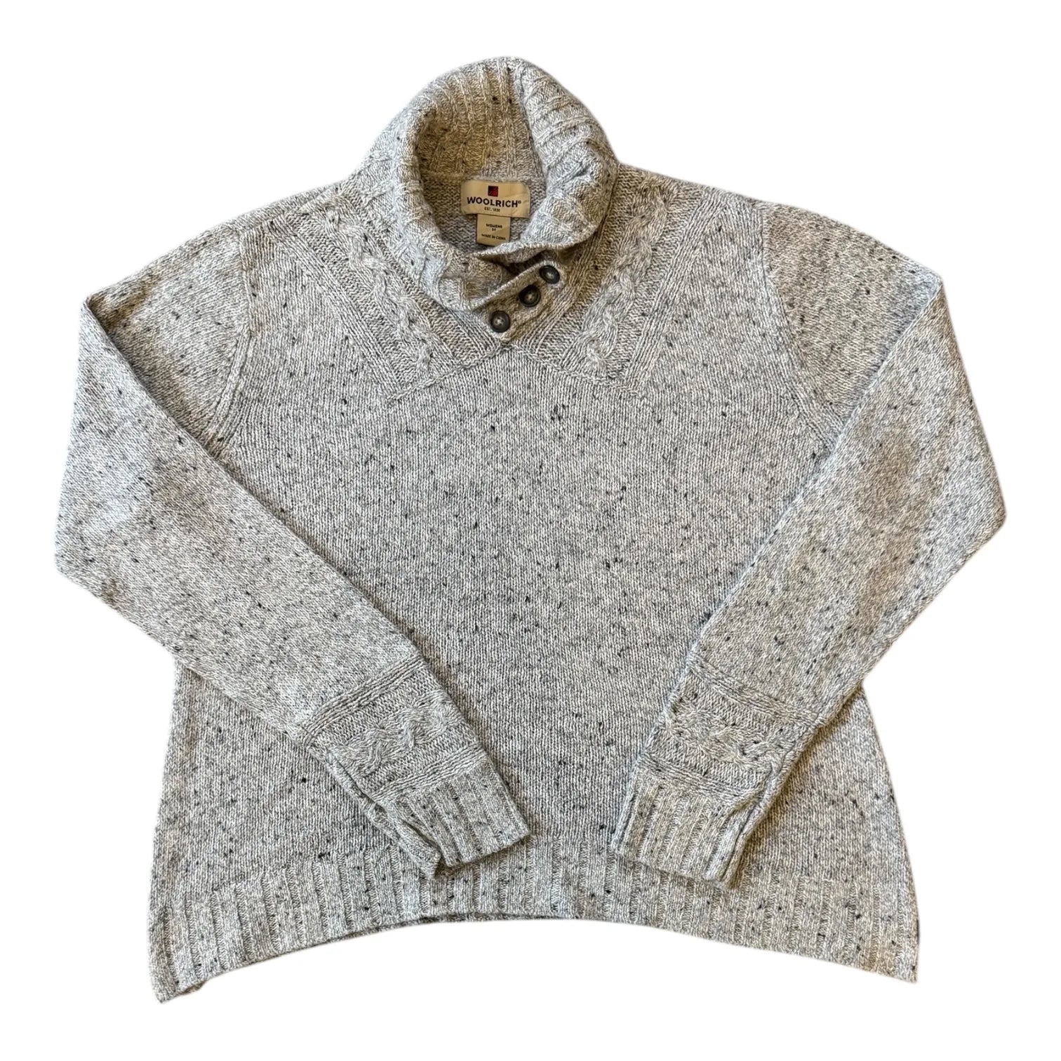 Woman's Medium Woolrich Grey Shawl Neck Jumper