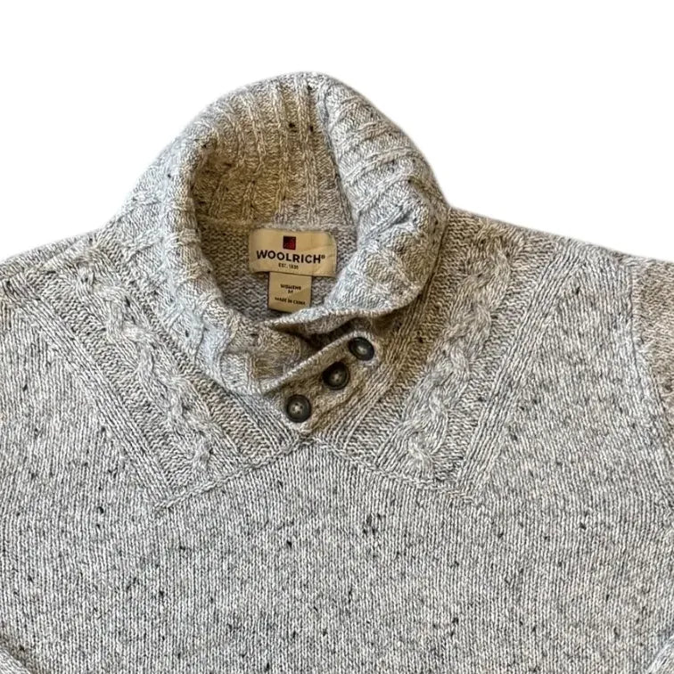 Woman's Medium Woolrich Grey Shawl Neck Jumper