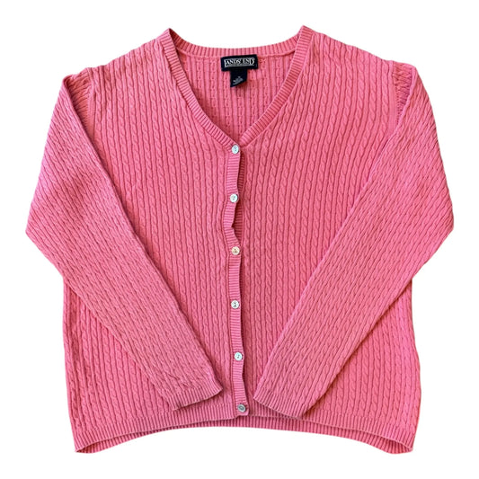 Woman's Medium Lands' End Pink Cable Knit Cardigan