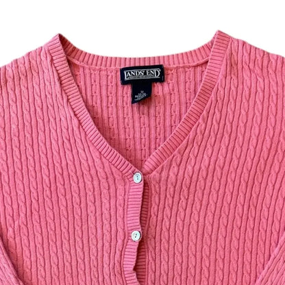 Woman's Medium Lands' End Pink Cable Knit Cardigan