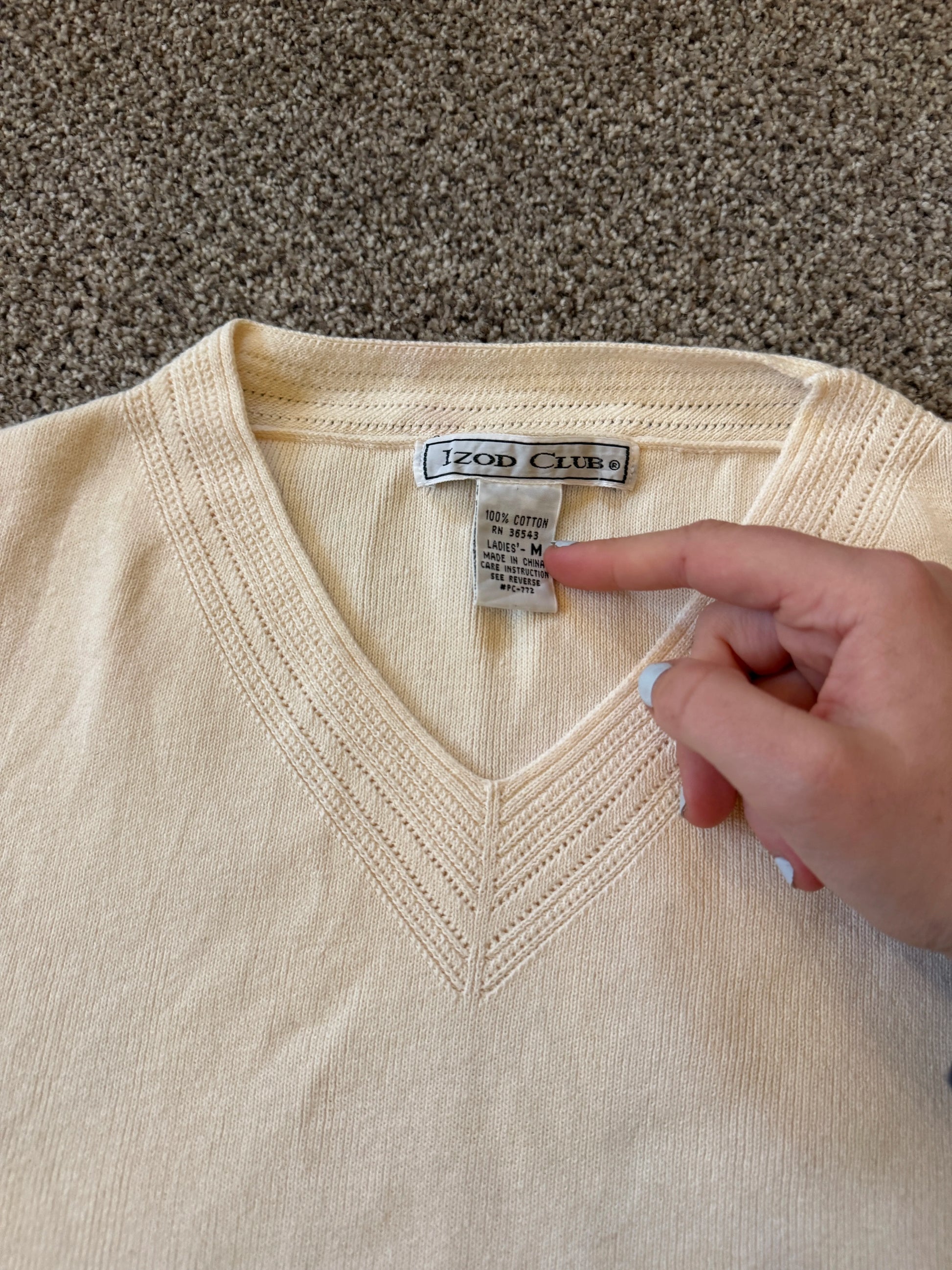 Woman's Medium Izod Club Beige Sweater Vest