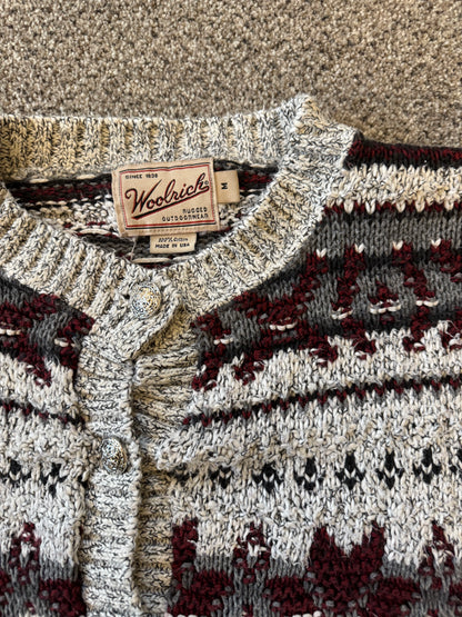 Woman's Medium Woolrich White Fair Isle Cardigan