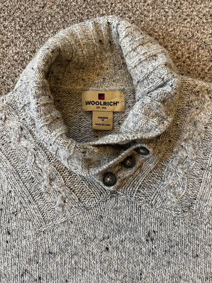 Woman's Medium Woolrich Grey Shawl Neck Jumper