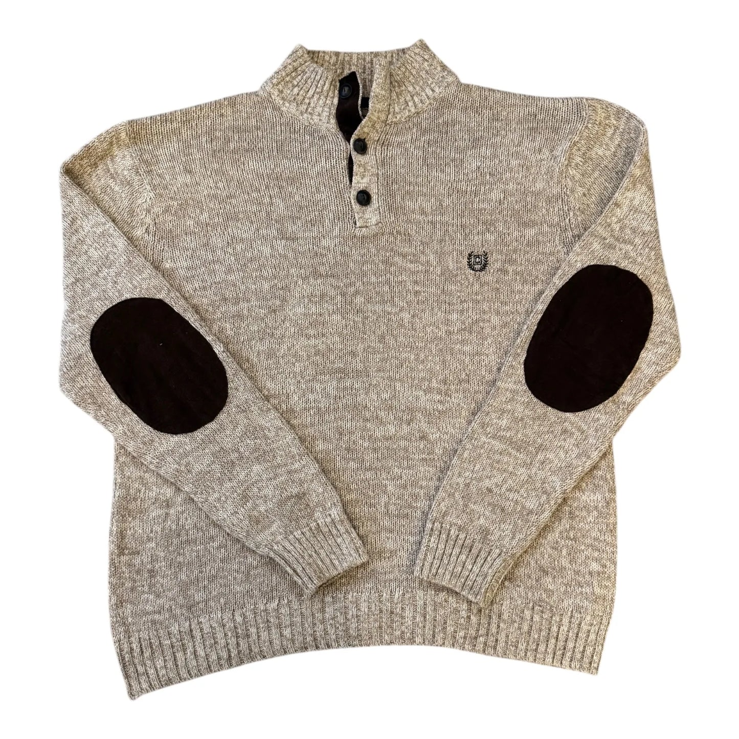 Large Chaps Speckled Beige 1/4 Button Jumper