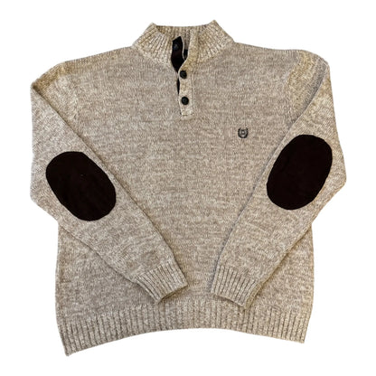 Large Chaps Speckled Beige 1/4 Button Jumper