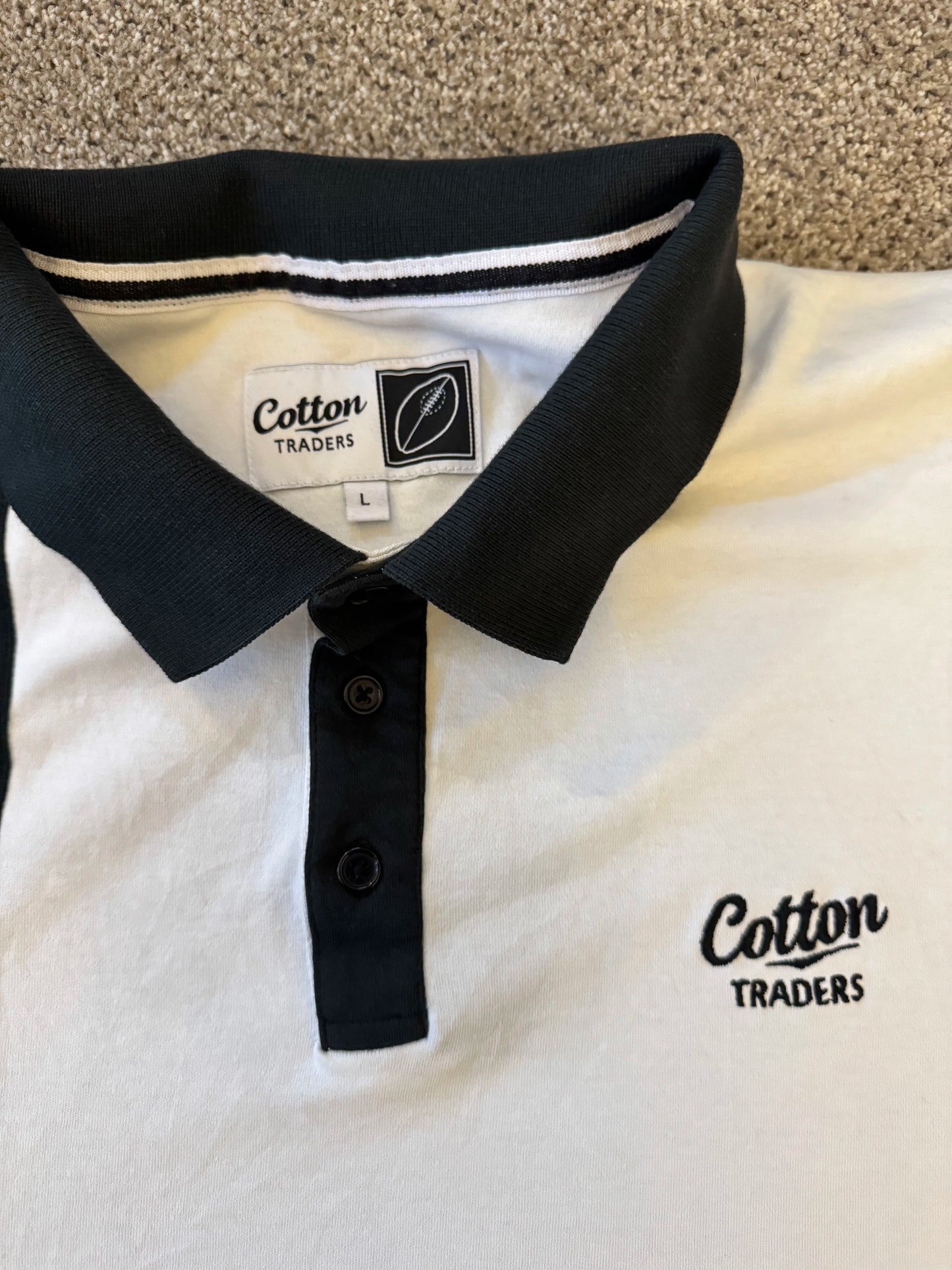 Large Cotton Traders White 6 Nations Rugby Shirt