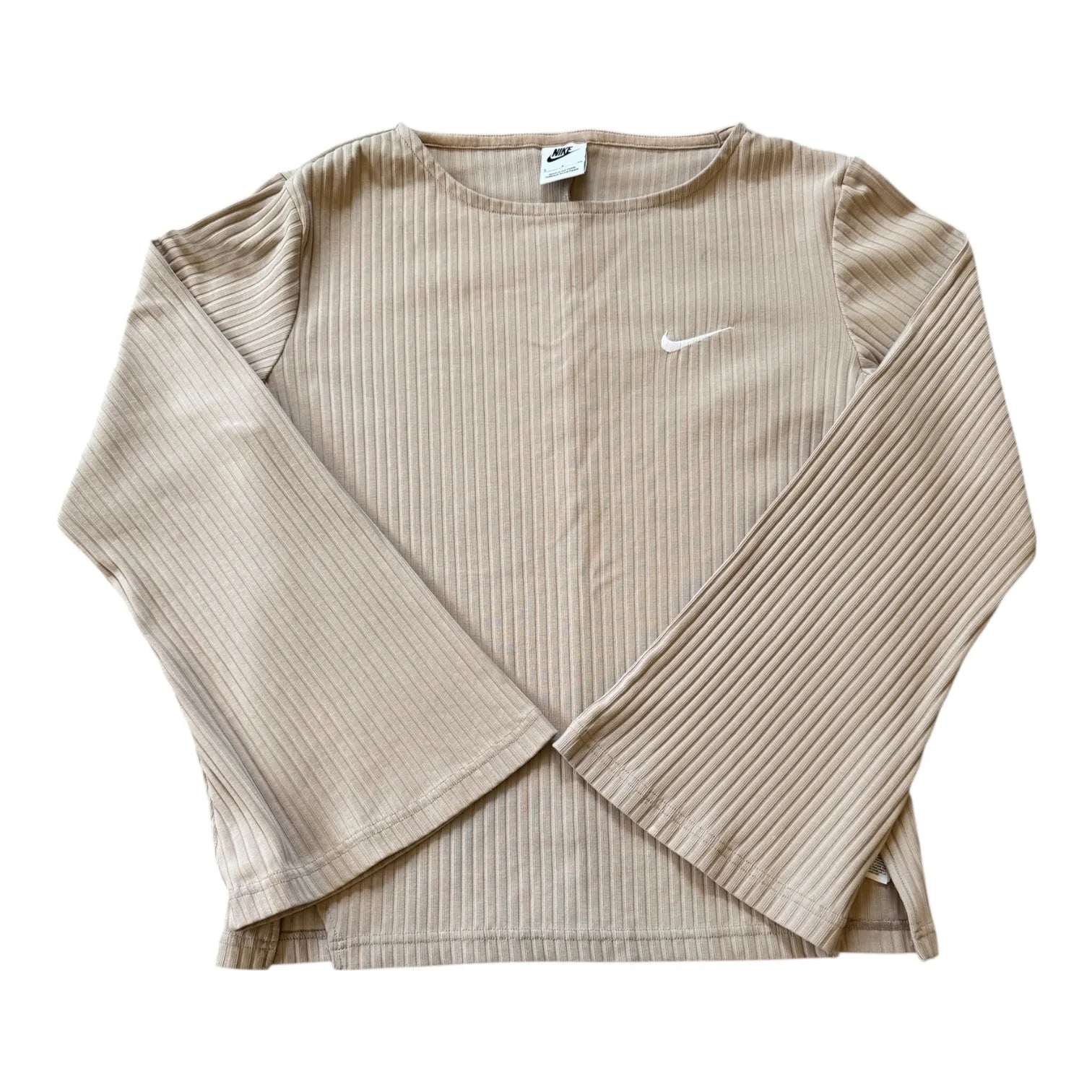 Woman's Small Nike Beige Flared Long Sleeved Sleeve T-Shirt
