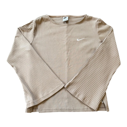 Woman's Small Nike Beige Flared Long Sleeved Sleeve T-Shirt