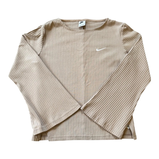 Woman's Small Nike Beige Flared Long Sleeved Sleeve T-Shirt