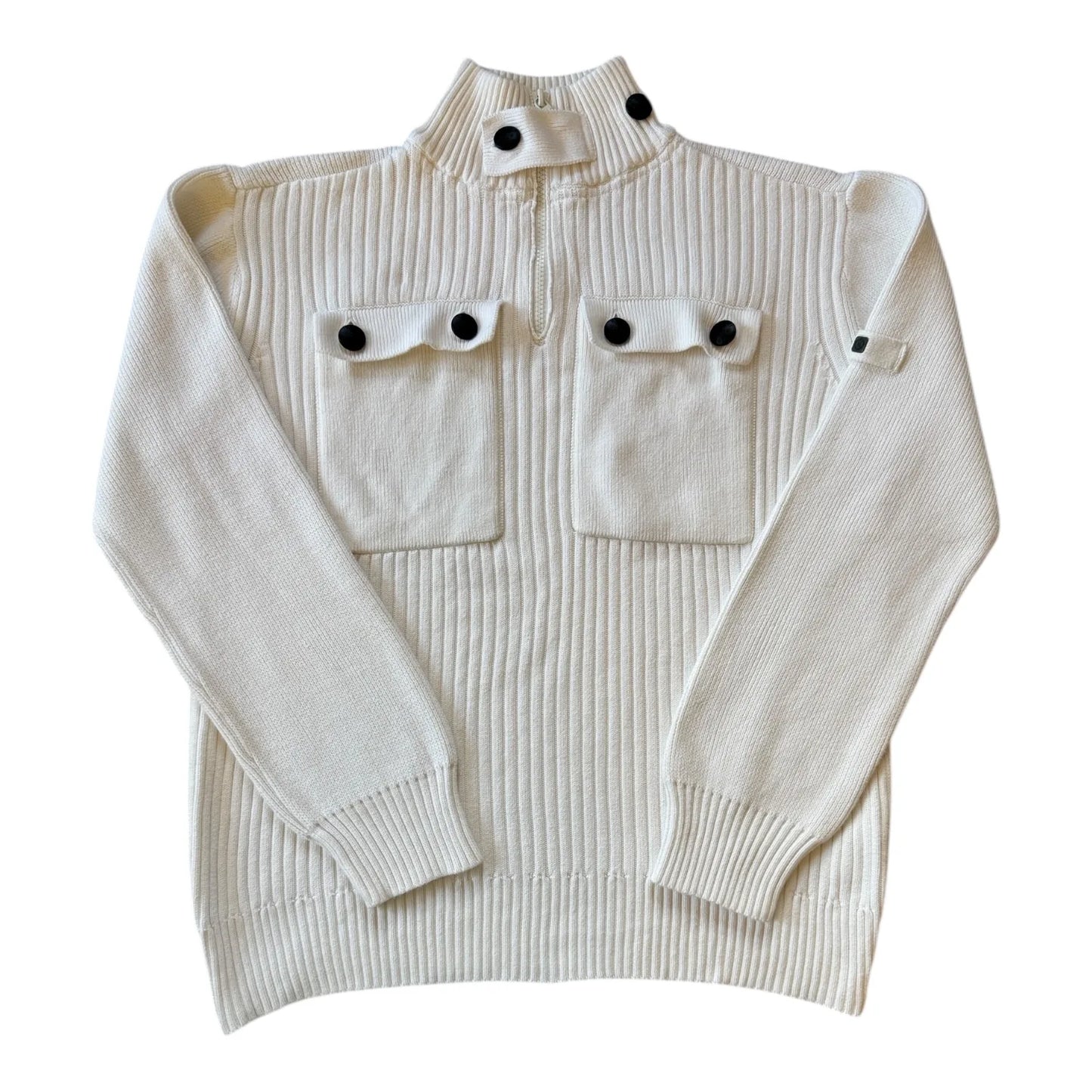 Large Henri Lloyd White Ribbed 1/4 Zip